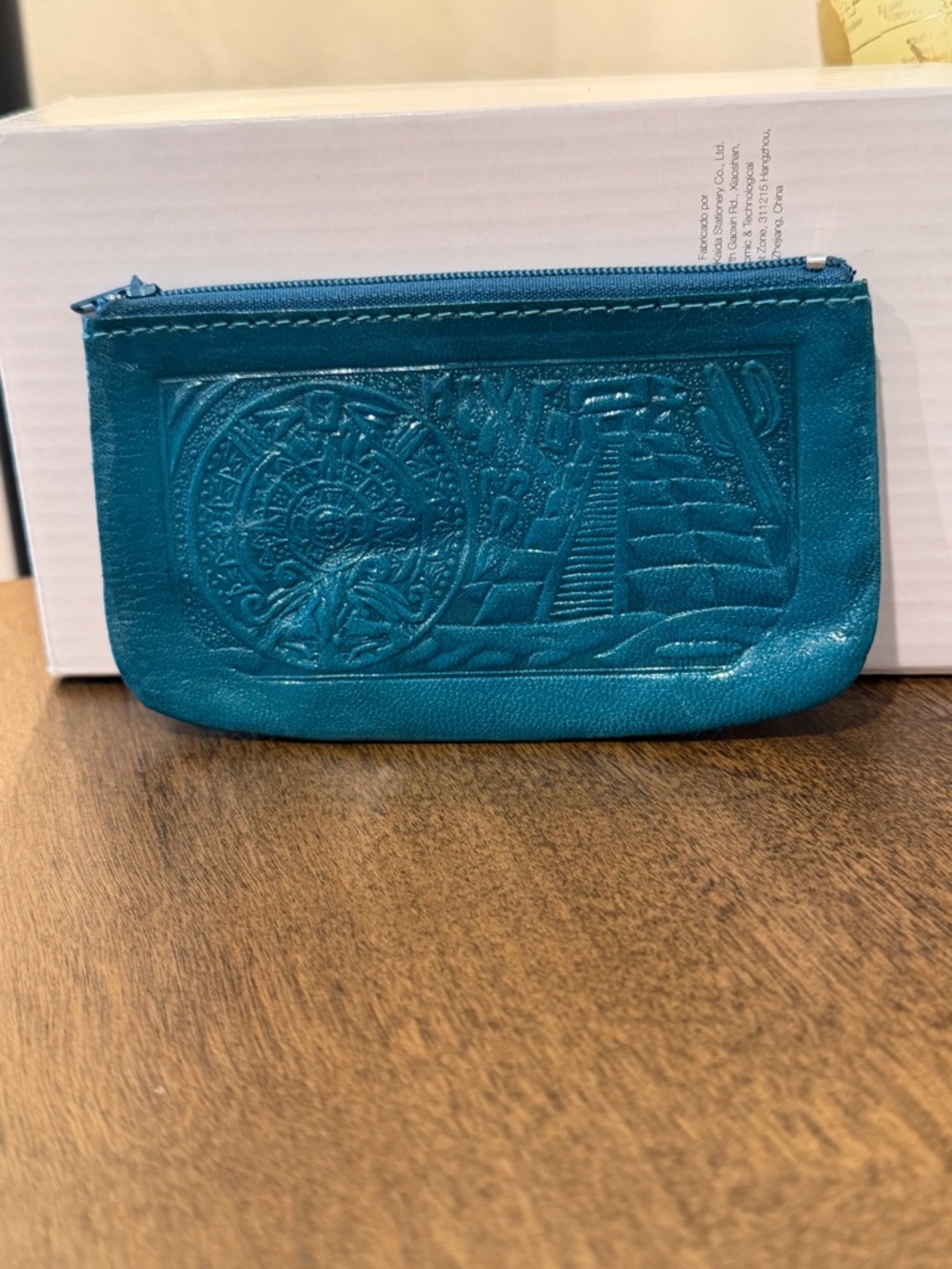Teal Embossed Zip Pouch (From Mexico)